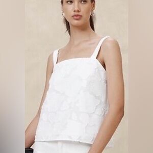 Banana Republic White Floral Jacquard Camisole Top